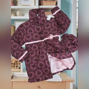 New corduroy heart lined coat with matching hat Girls 5/6